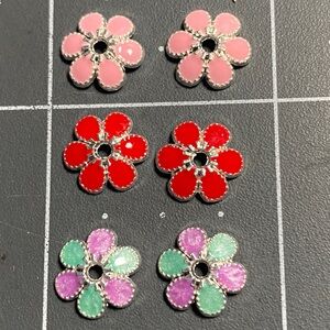 Findings: NEW Cloisonné Flower Bead Cap 10mm (10)